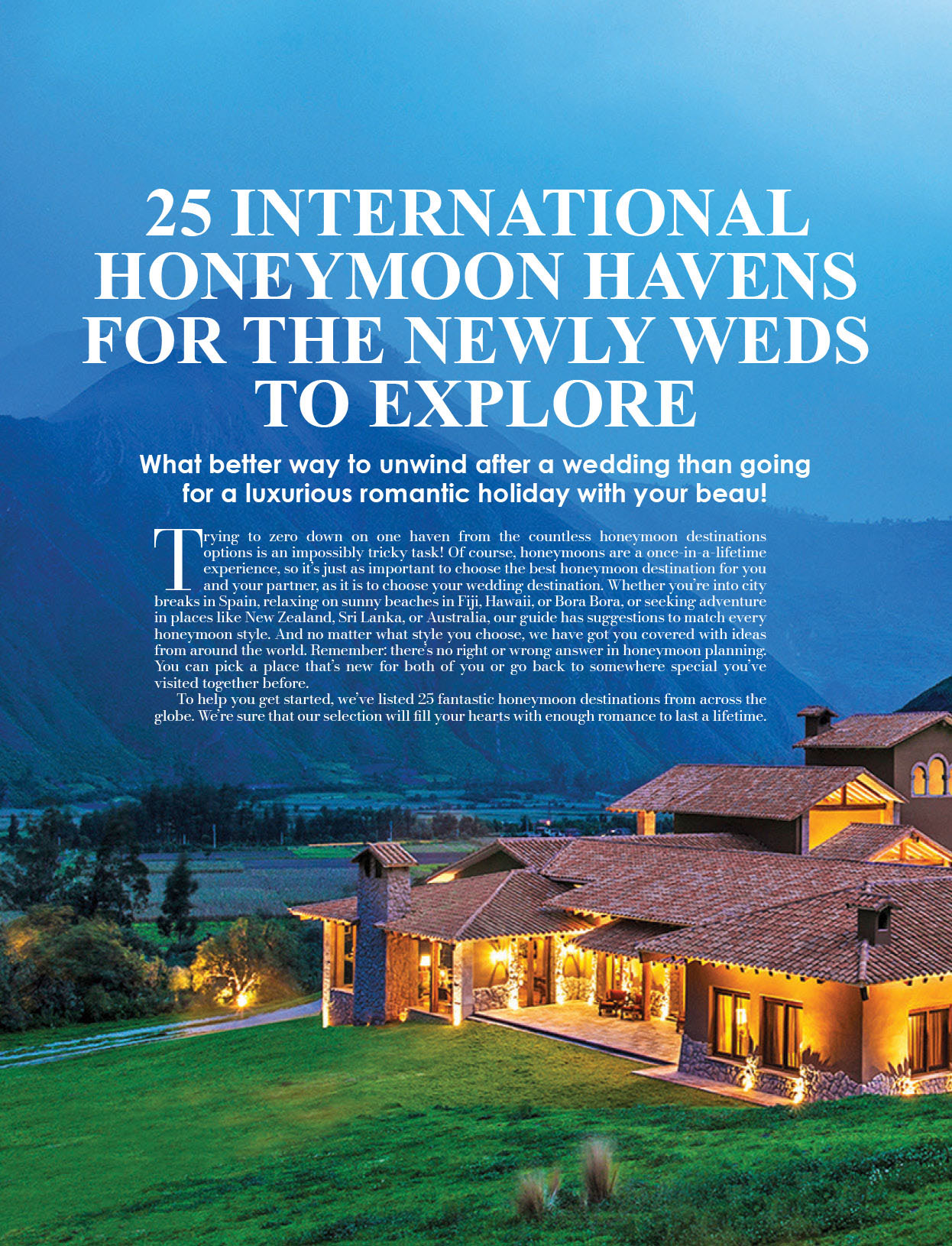25 international honeymoon havens for the newly weds