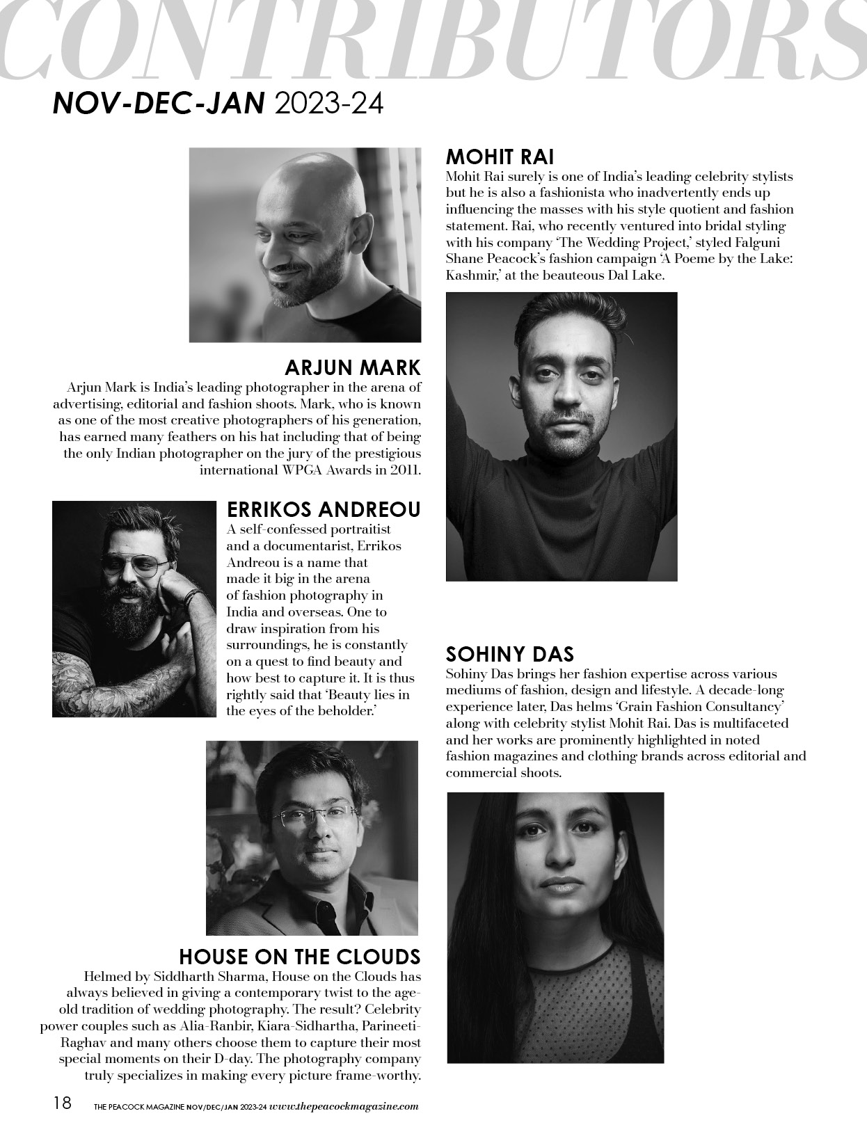 The Peacock Magazine- contributors Nov/Dec/Jan/2023-24